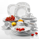Modern White Stoneware Ceramic Dinnerware Set for 6 12 SKU 70032