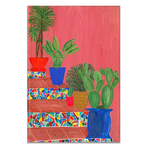 Botanical Garden and Girl Art Print on Canvas 31040