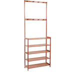 Bamboo Standing Clothing Rack with Shoe Storage Shelves SKU 35023