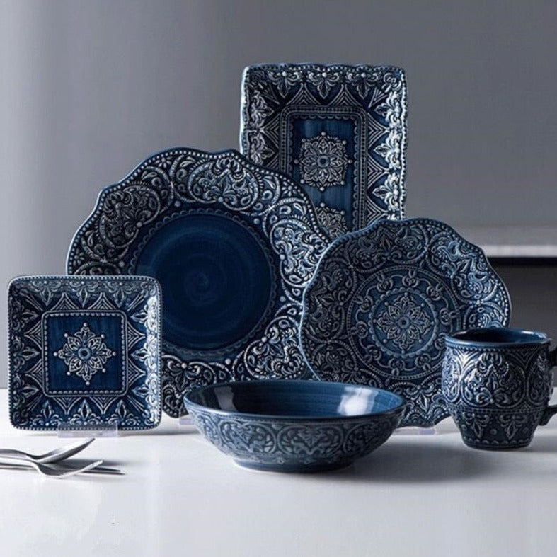 Luxury Baroque Ceramic Dinnerware Set for 1 2 4 SKU 70082