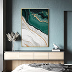 Abstract Green and White Art Print on Canvas