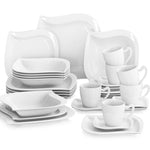 White Stoneware Ceramic Dinnerware Set for 6 12 SKU 70017