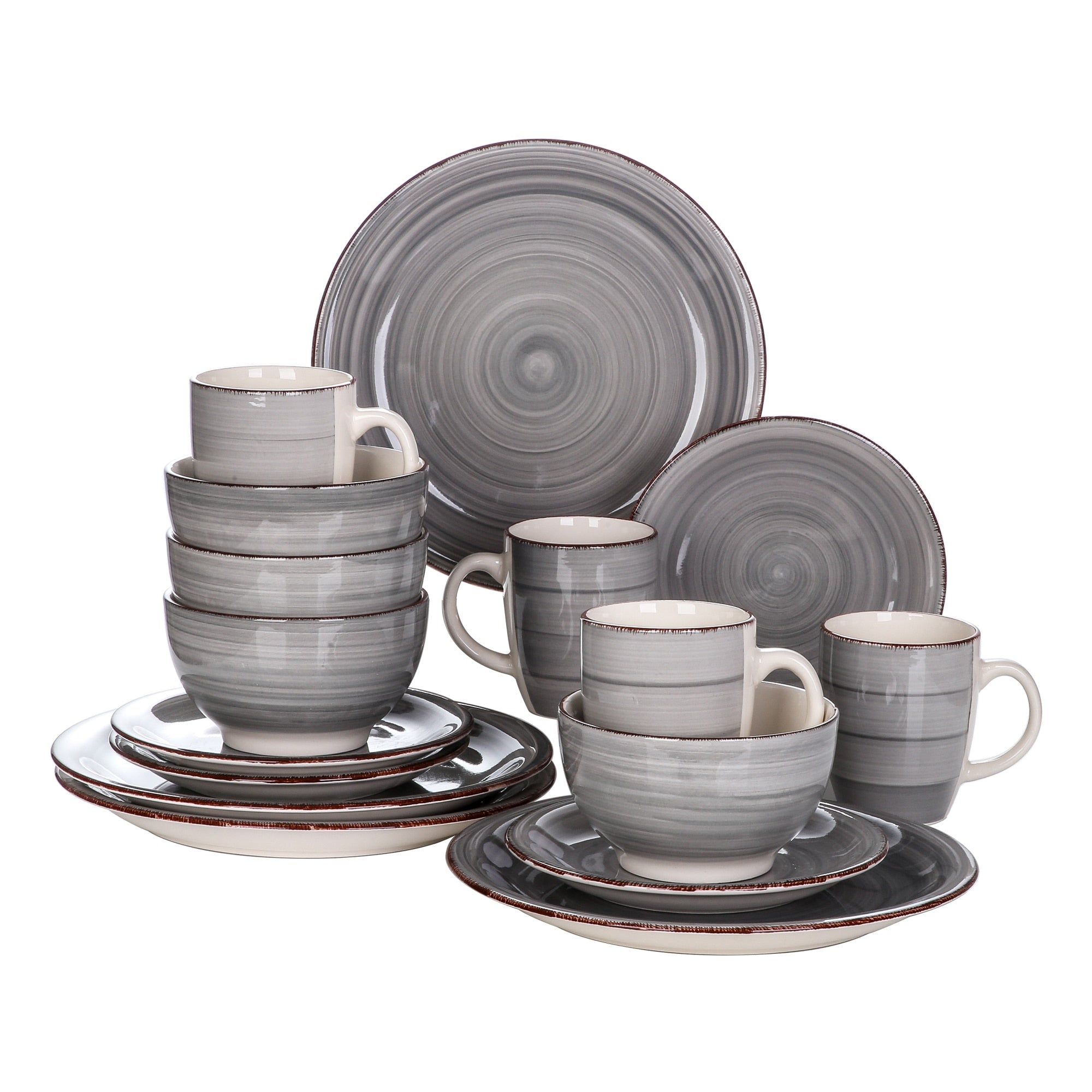 Grey Stoneware Ceramic Dinnerware Set for 4 8 12 SKU 70024