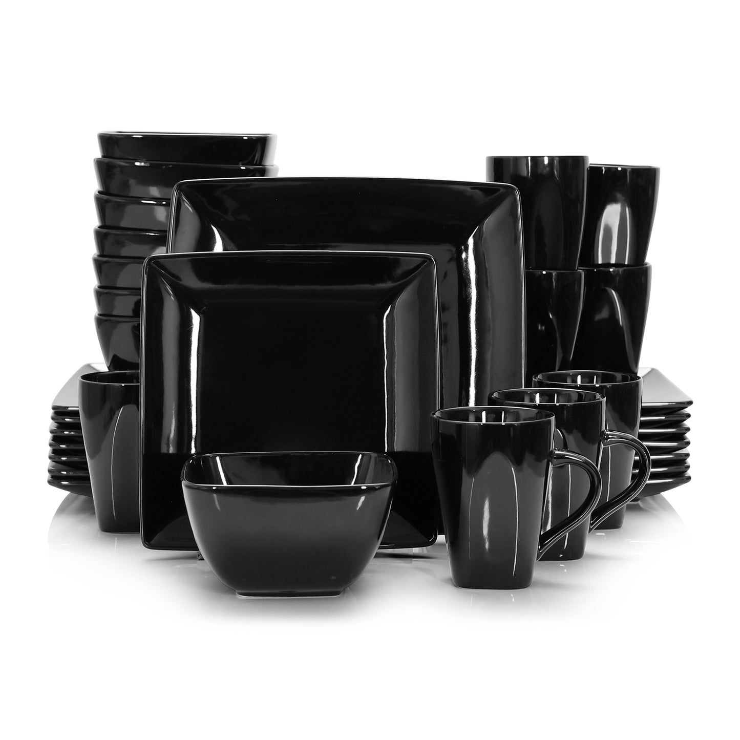 Black Stoneware Ceramic Dinnerware Set for 4 8 SKU 70022