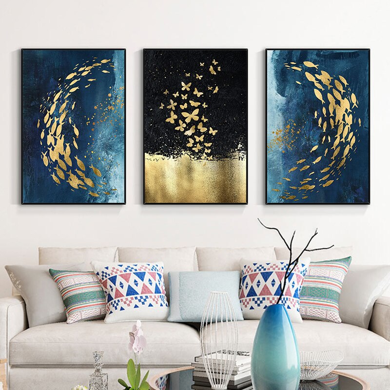 Butterfly and Fish Art Print on Canvas