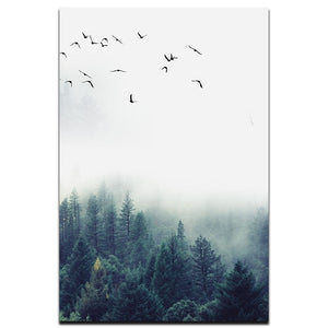 Mist and Forest Art Print on Canvas