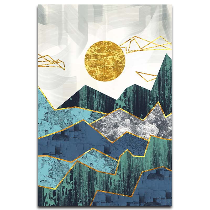 Mountain and Sun Art Print on Canvas