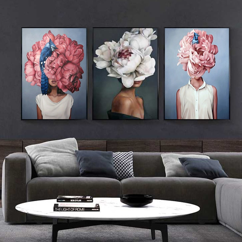Floral Woman Art Print on Canvas