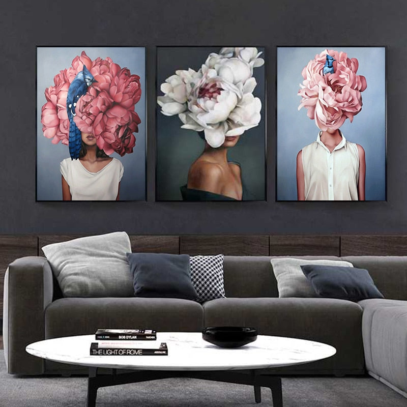 Floral Woman Art Print on Canvas S2