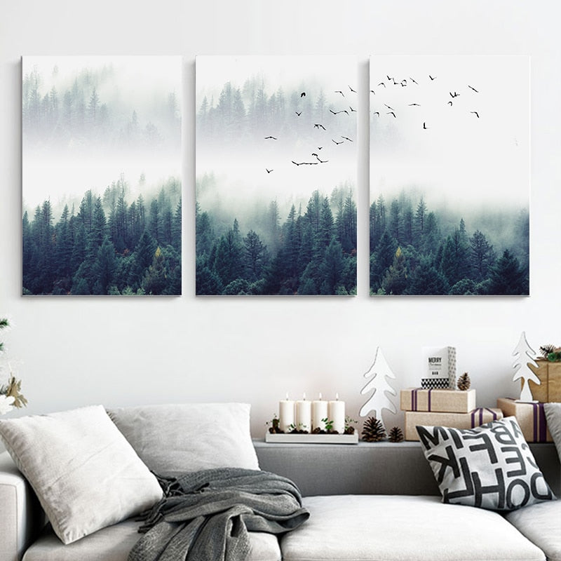Mist and Forest Art Print on Canvas