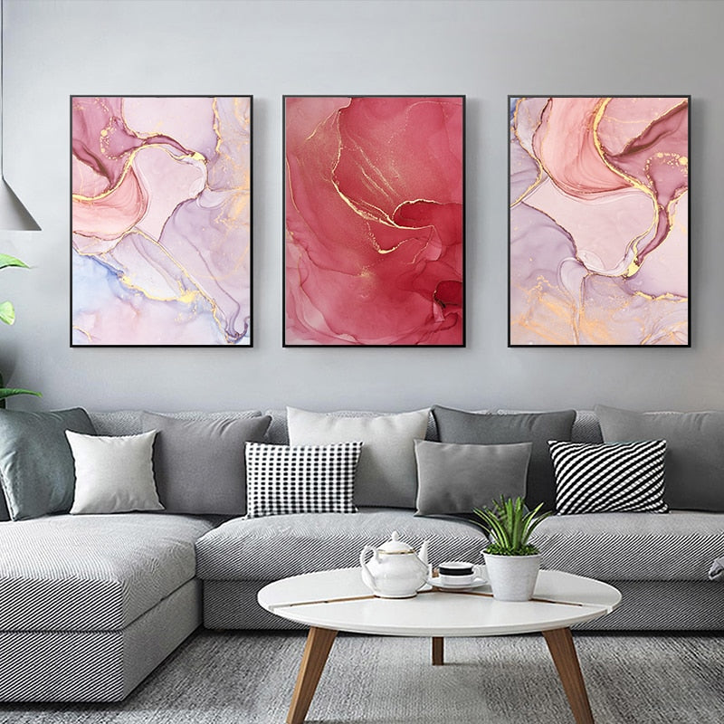 Pink Abstraction Art Print on Canvas