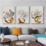 White Rose and Golden Wine Art Print on Canvas