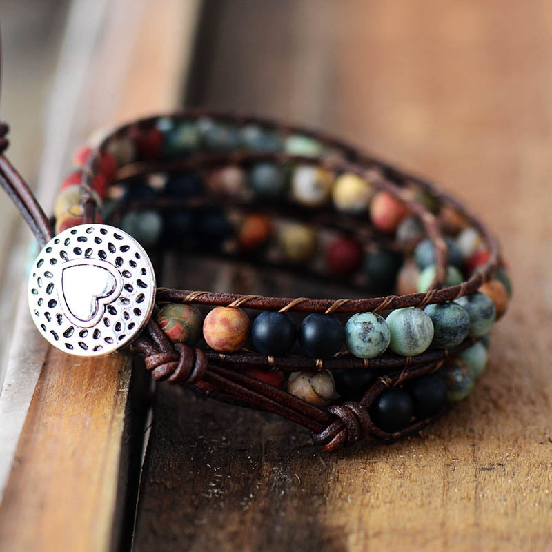 Natural Stone Leather Bracelet S2
