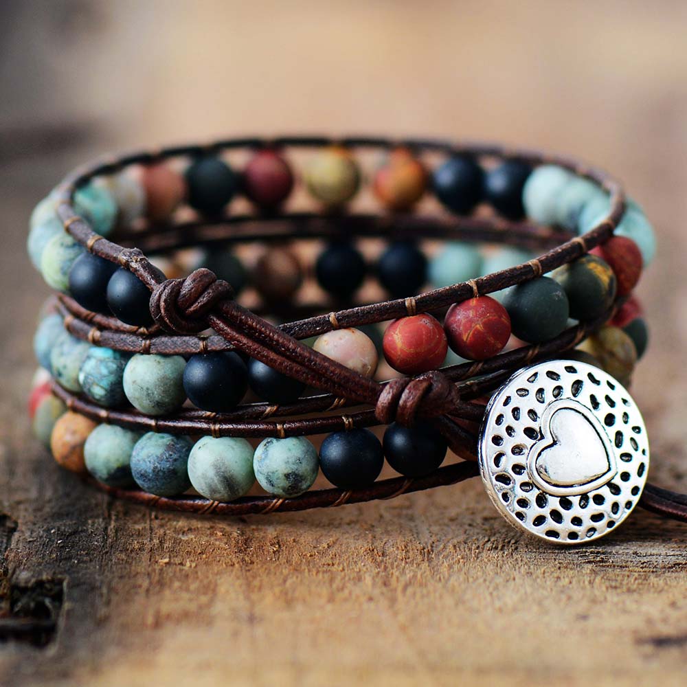 Natural Stone Leather Bracelet S2