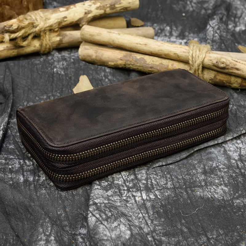 Leather Wallet for Men with Zipper