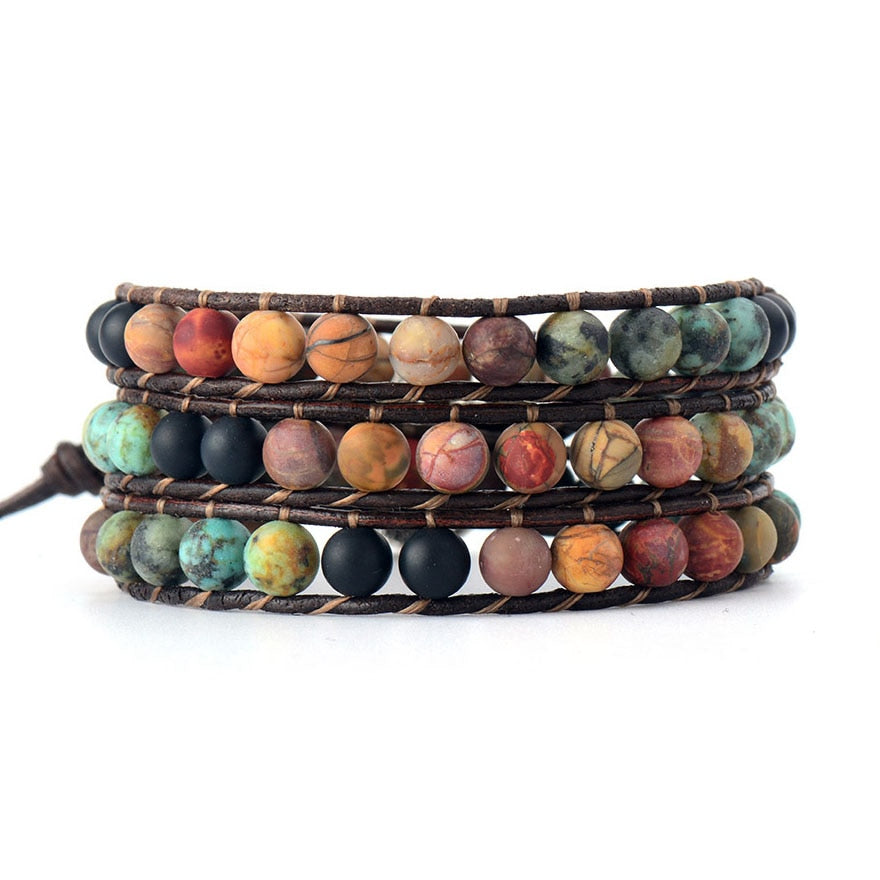 Natural Stone Leather Bracelet S2