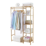 Bamboo Standing Clothing Rack with Shelves SKU 35016