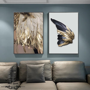 Golden Feather Art Print on Canvas