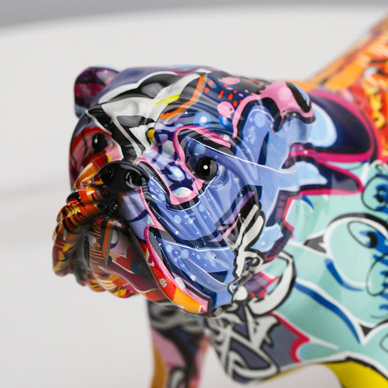 Abstract Color Bulldog Statue Ornament