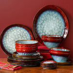 Red Stoneware Ceramic Dinnerware Set 23 Pieces SKU 70006