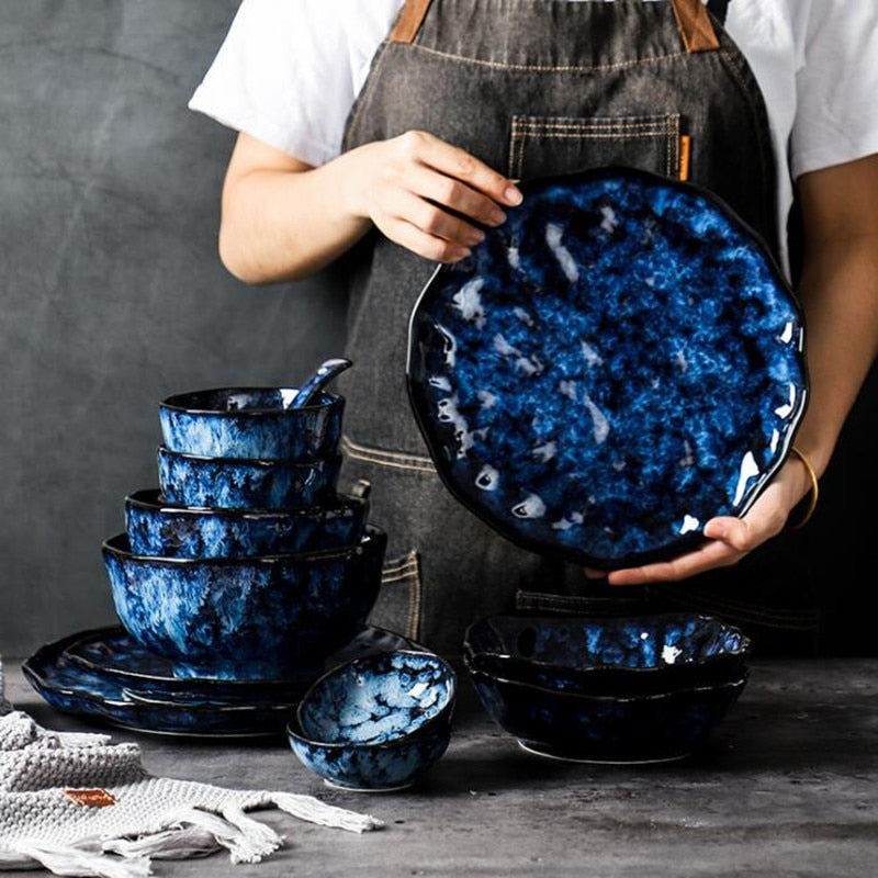 Premium Blue Stoneware Ceramic Dinnerware SKU 70085