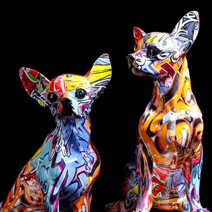 Abstract Color Chihuahua Dog Statue Ornament