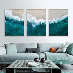 Blue Sea and Shore Art Print on Canvas