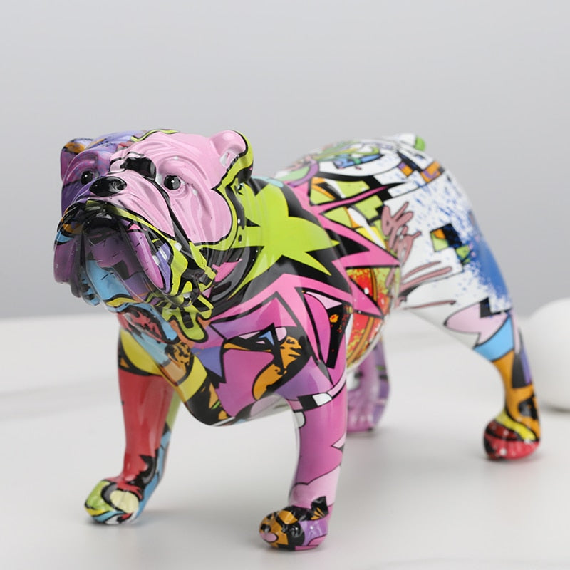 Abstract Color Bulldog Statue Ornament