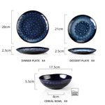 Blue Stoneware Ceramic Dinnerware Set for 4 8 12 SKU 70002
