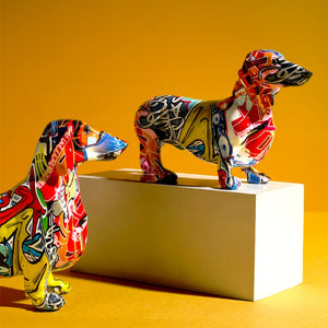 Abstract Color Dachshund Dog Statue Ornament