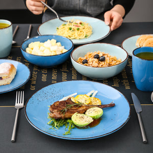 Blue Stoneware Ceramic Dinnerware Set for 4 8 12 SKU 70092