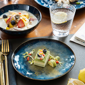 Blue Stoneware Ceramic Dinnerware Set for 4 8 12 SKU 70002