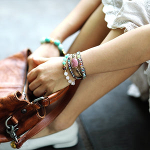 Natural Stone Leather Bracelet S3