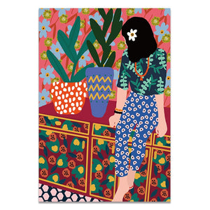 Botanical Garden and Girl Art Print on Canvas 31040