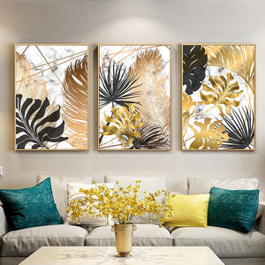 Golden Autumn Leaves Art Print on Canvas