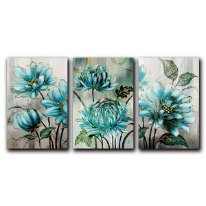 Blue Flower Painting Art Print on Canvas