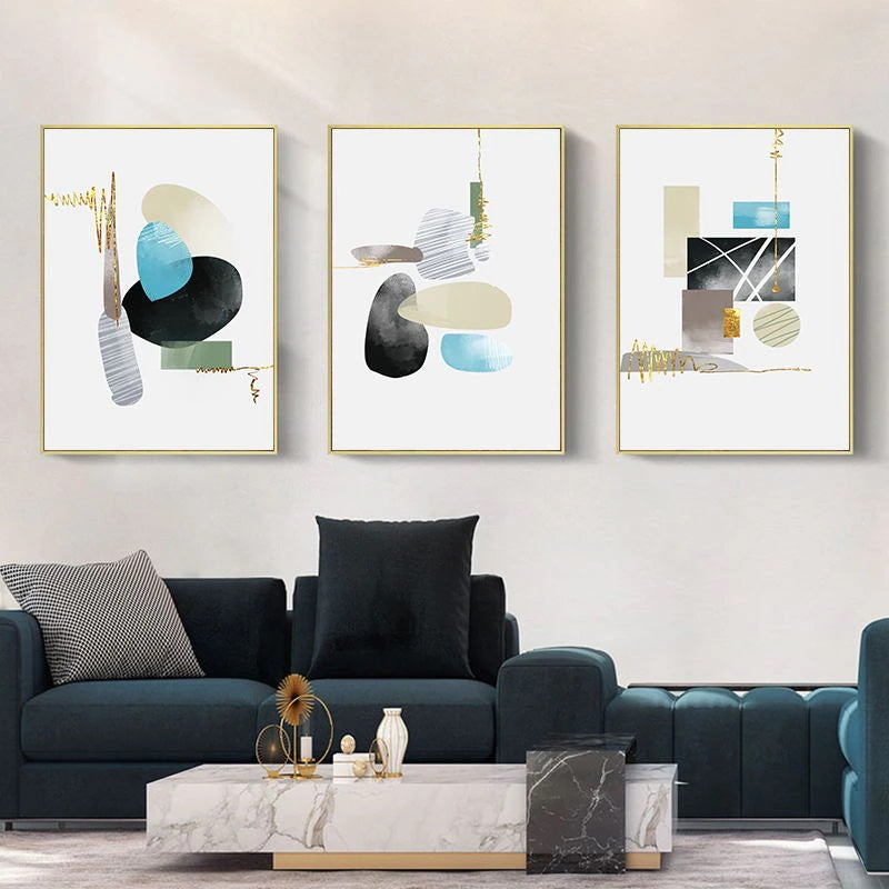 Modern Geometric Shape Art Print on Canvas