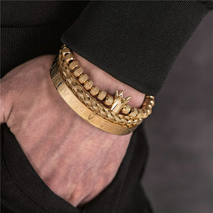 Stainless Steel Royal Crown Charm Bracelet
