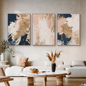 Abstract Blue Pink White Art Print on Canvas 31036