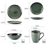 Green Stoneware Ceramic Dinnerware Set for 4 8 12 SKU 70005