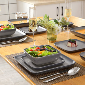 Grey Stoneware Ceramic Dinnerware Set for 4 8 12 SKU 70112