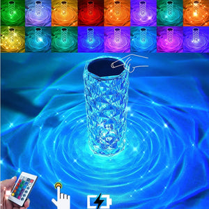 Rechargeable Rose Crystal Table Lamp with Touch Control 50007