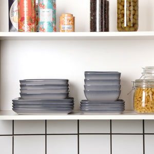 Grey Stoneware Ceramic Dinnerware Set for 4 8 12 SKU 70112