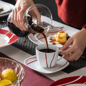 White Red Stoneware Ceramic Dinnerware Set for 6 SKU 70108