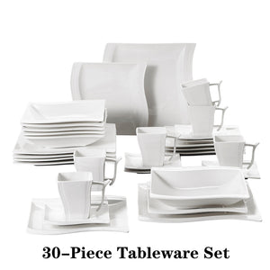 White Stoneware Dinnerware Set for 6 and 12 SKU 70004