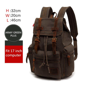 Canvas Travel Laptop Backpack with Zipper and Drawstring 82032