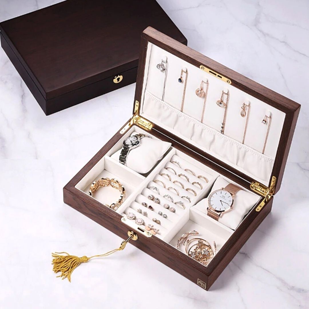 Wooden Jewelry Box with Lock SKU 21033