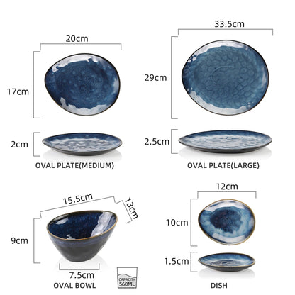 Blue Stoneware Ceramic Dinnerware Set 11 22 33 PC SKU 70019